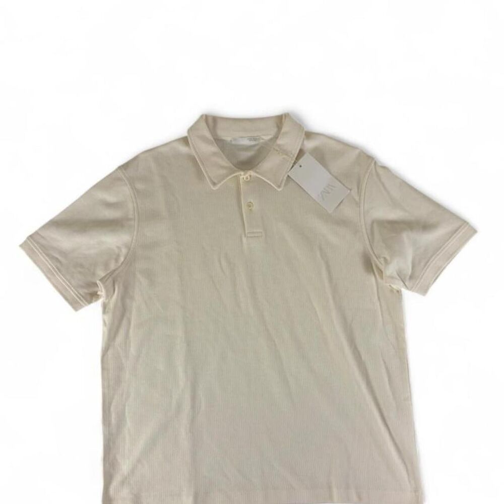 officecore ribbed ZARA Cream Polo Shirt